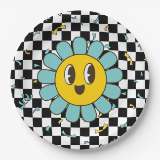 Retro Let's Party Daisy Birthday Paper Plate