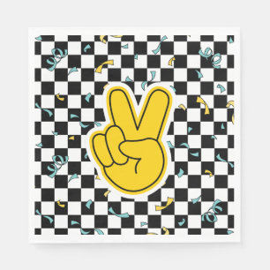 Retro Let's Party Peace Sign Birthday Napkin