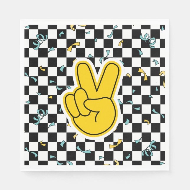 Retro Let's Party Peace Sign Birthday Napkin (Front)