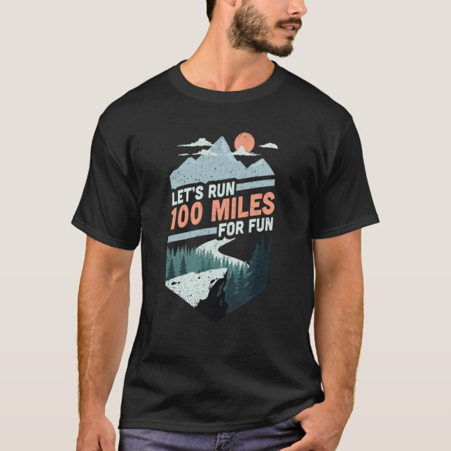 Retro Lets Run For Fun Marathon Runner Summit Runn T-Shirt (Front)