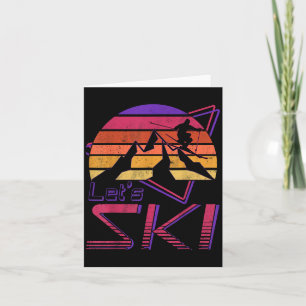 Retro Lets Ski Vintage 80s 90s Snow Skiing  Card