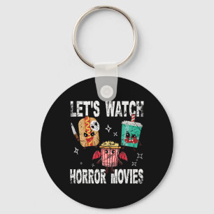 Retro Lets Watch Horror Movies Cute Halloween Cos Key Ring