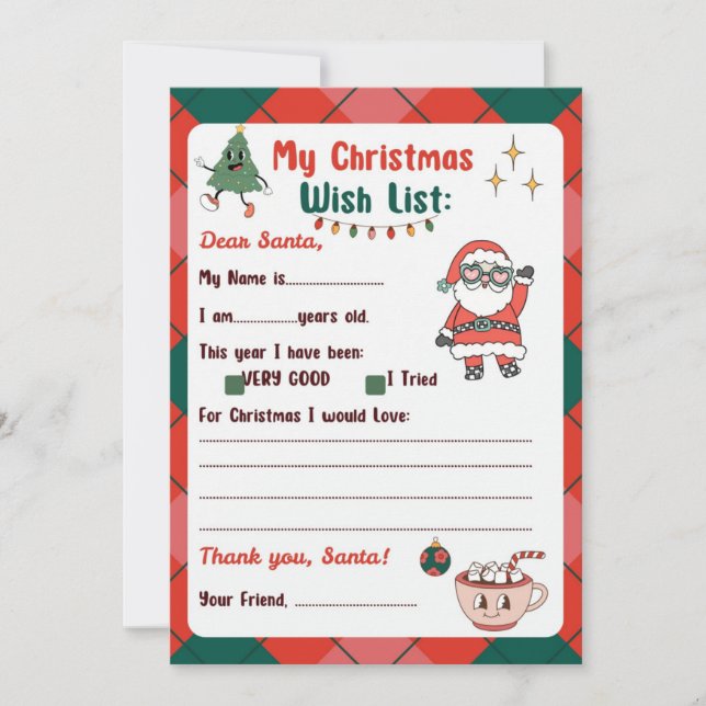 Retro Letter to Santa Wishlist Invitation (Front)