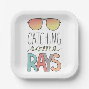 Retro Lettered Summer Sunglasses Birthday Paper Plate