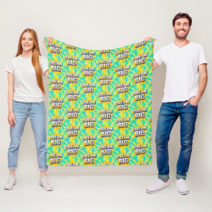 Retro lettering dream big text fleece blanket
