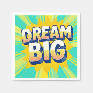 Retro lettering dream big text napkin