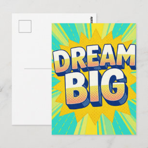 Retro lettering dream big text postcard