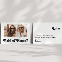 Retro Lettering Photo Maid of Honour Proposal Card