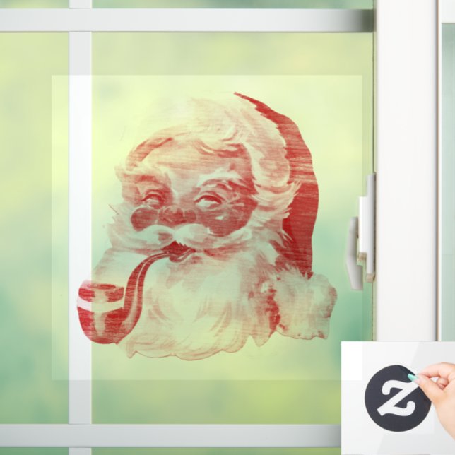 Retro Letterpress Style Santa with Pipe Holiday Po (Home)