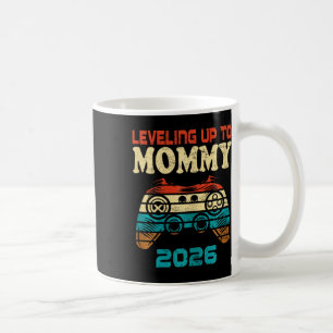Retro Leveling Up To Mommy 2026 Pregnancy Announce Coffee Mug