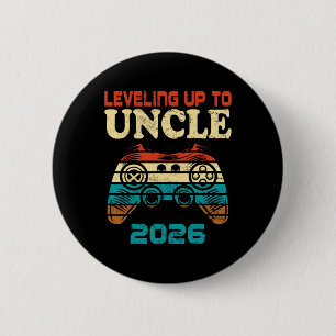 Retro Leveling Up To Uncle 2026 Pregnancy Announce 6 Cm Round Badge