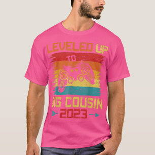 Retro Levelled Up To Big Cousin 2023 Pregnancy Rev T-Shirt