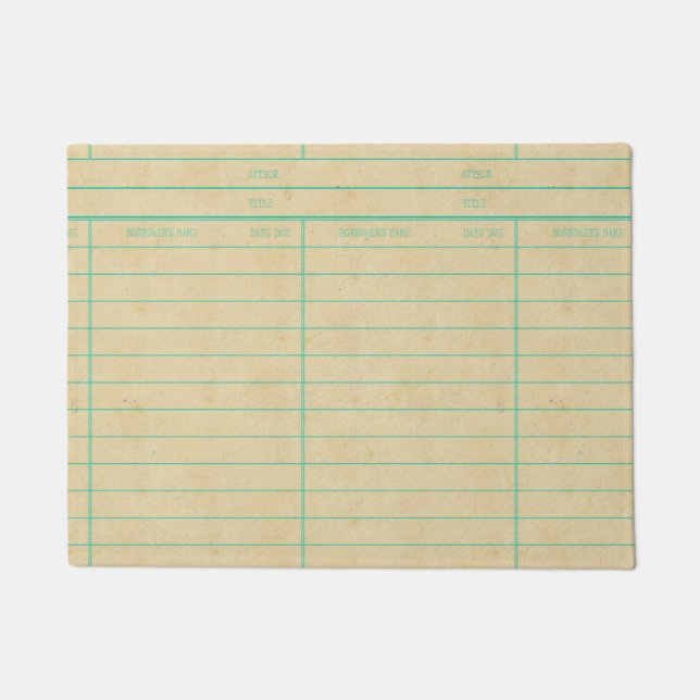Retro Library Book Date Due Card Doormat (Front)