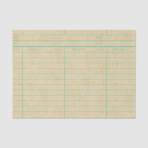 Retro Library Book Date Due Card Tissue Paper