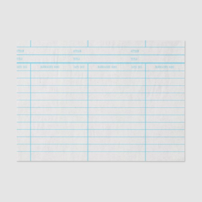 Retro Library Book Date Due Card Tissue Paper (Front)