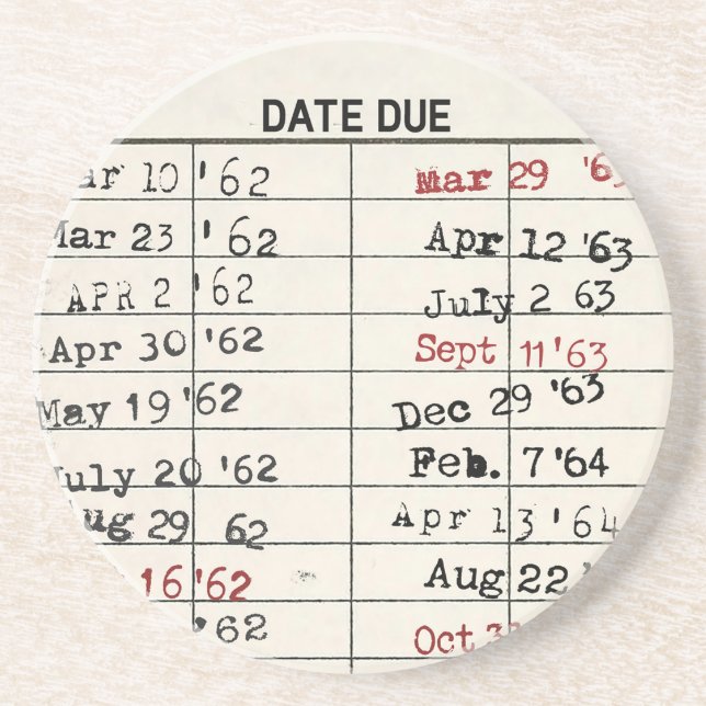 Retro Library Card  Coaster (Front)