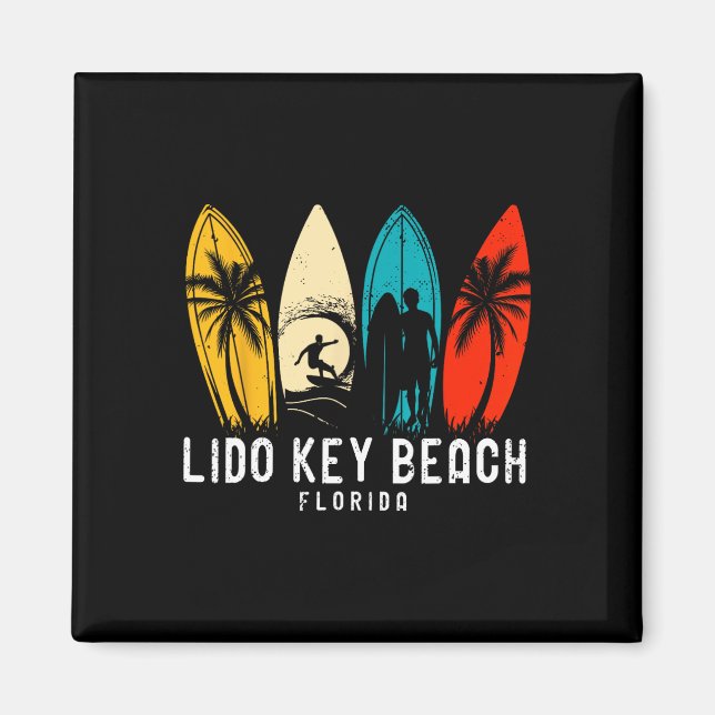 Retro Lido Key Beach Florida Surfboarder Design Fo Magnet (Front)
