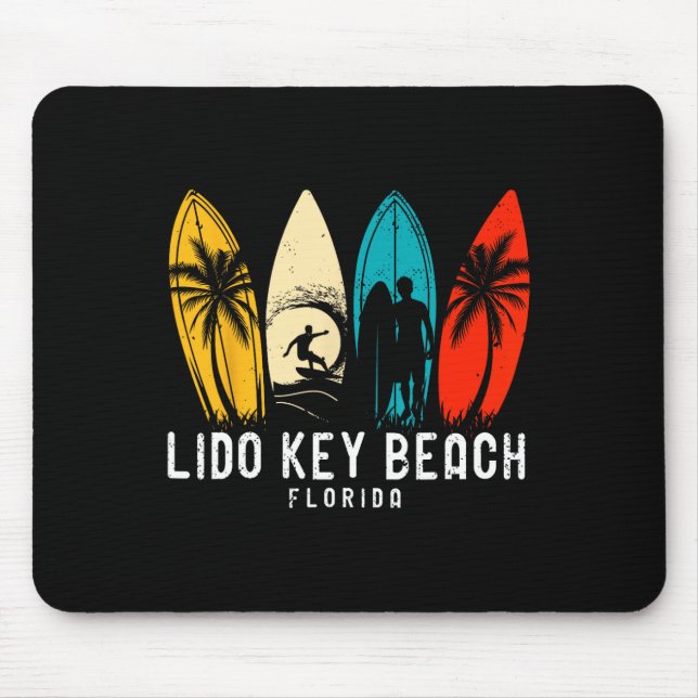Retro Lido Key Beach Florida Surfboarder Design Fo Mouse Pad (Front)