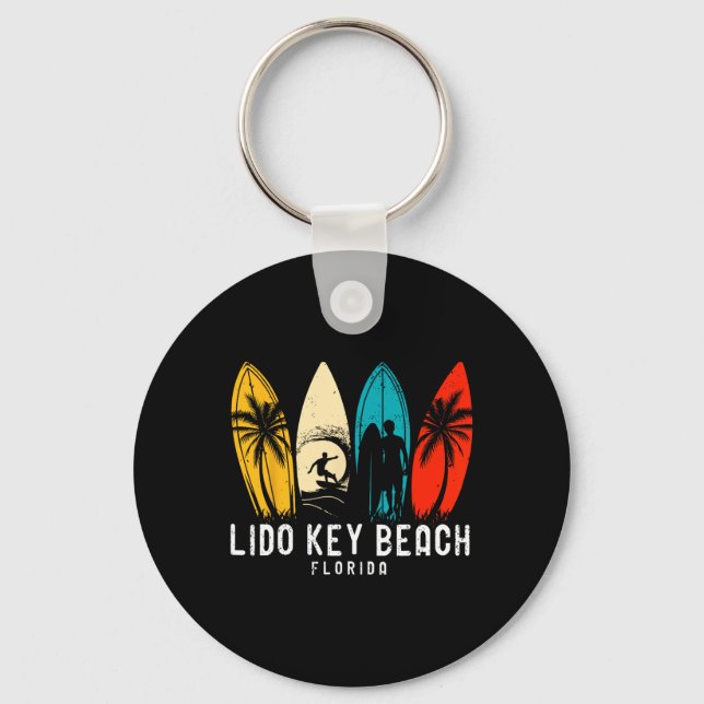 Retro Lido Key Beach Florida Surfboarder Design Fo Ring (Front)