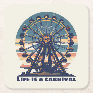 Retro Life is a Carnival Square Paper Coaster