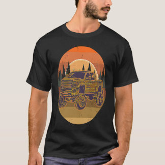 Retro Lifted Pickup Truck Cool Sunset Design T-Shirt