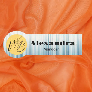 Retro Light Blue Modern Restaurant Employee Name Tag