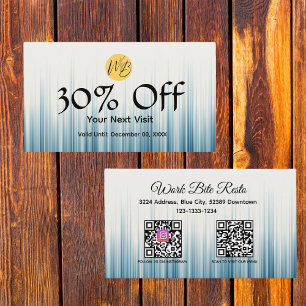 Retro Light Blue Restaurant Qr Code Menu and  Discount Card