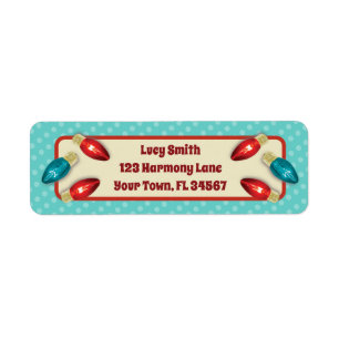 Retro Light Bulbs Christmas Address Label