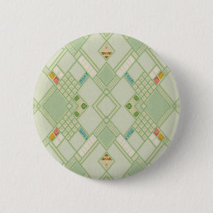 Retro Light Green Geometric Bohemian Tile Pattern 6 Cm Round Badge