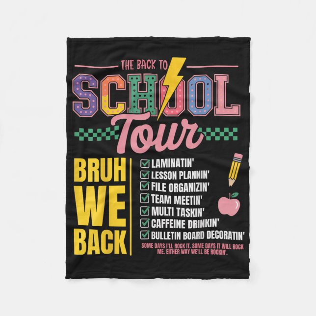 Retro Lightning Bolt Abcd Back To School Tour Teac Fleece Blanket (Front)
