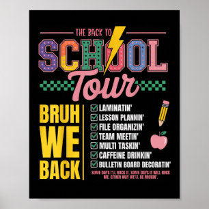 Retro Lightning Bolt Abcd Back To School Tour Teac Poster
