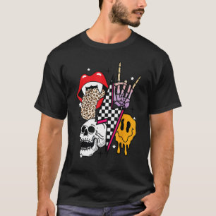 Retro Lightning Bolt Halloween Skull Funny Spooky T-Shirt
