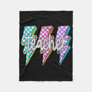 Retro Lightning Bolt Teacher Fleece Blanket