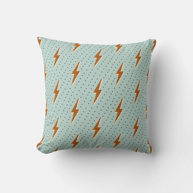 Retro Lightning bolt thunder flash red Cushion (Front)