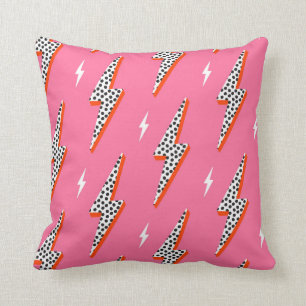 Retro Lightning bolt thunder flash red Fabric Cushion