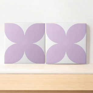 Retro Lilac Floral Petal Mid Century Modern Tile