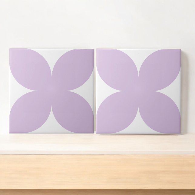 Retro Lilac Floral Petal Mid Century Modern  Tile (Creator Uploaded)