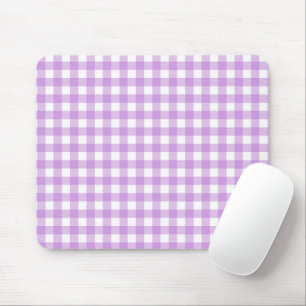 Retro Lilac Gingham Plaid Checks Chequered    Mouse Pad