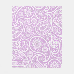 Retro Lilac Lavender Paisley Print Fleece Blanket