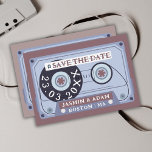 Retro Lilac Purple Cassette Tape Wedding Save The Date<br><div class="desc">Retro Lilac Purple Cassette Tape Wedding Save the Date Cards - Groovy Vintage Vibes for Your Special Day. Transport your guests back in time with our unique wedding save-the-date cards featuring a bold lilac, purple cassette tape design. Embrace the groovy essence of the seventies, nineties, and sixties, as these cards...</div>
