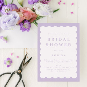 Retro Lilac Wavy Bridal Shower  Invitation