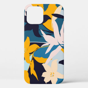 Retro Lily Flowers Seamless Pattern iPhone 12 Case
