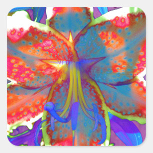 Retro Lily Square Sticker