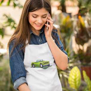 Retro Lime Green Convertible Sports Car Long Apron