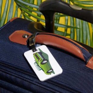 Retro Lime Green Convertible Sports Car Luggage Tag