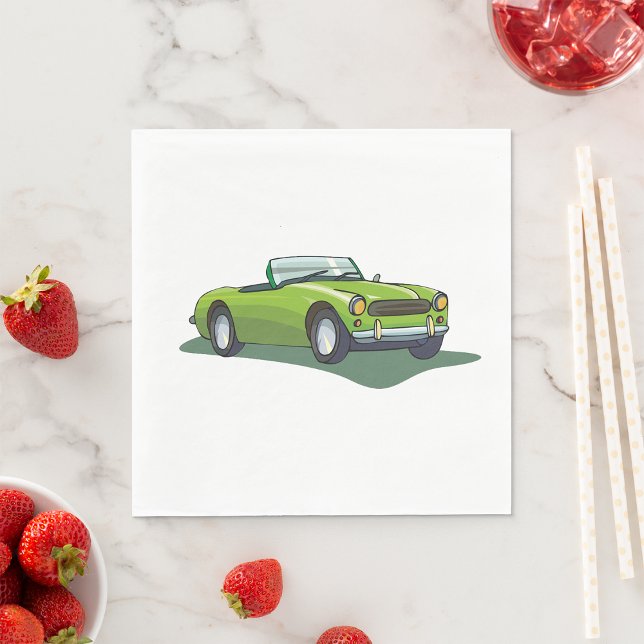 Retro Lime Green Convertible Sports Car Napkin (Creator Uploaded)