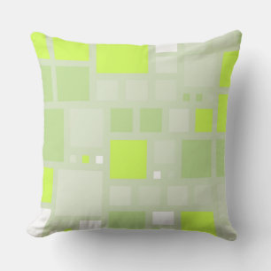Retro Lime Green Squares Pattern Cushion