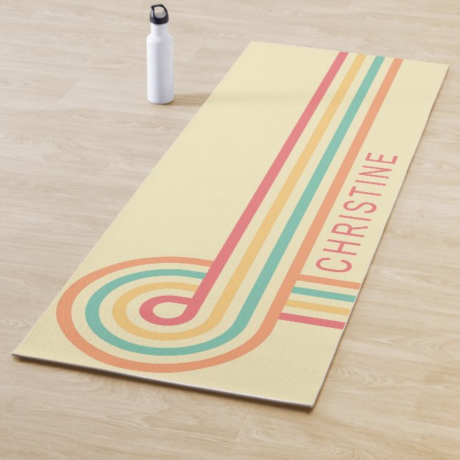 Retro Line Art Groovy  Yoga Mat (In Situ)