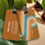 Retro Line Art Sunset Southwest Colours Circle Luggage Tag<br><div class="desc">A bohemian curved design with a striped pattern and circular shapes in teal,  orange and brick red sunset colours. A bold yet minimal design with an optional area to add text.</div>