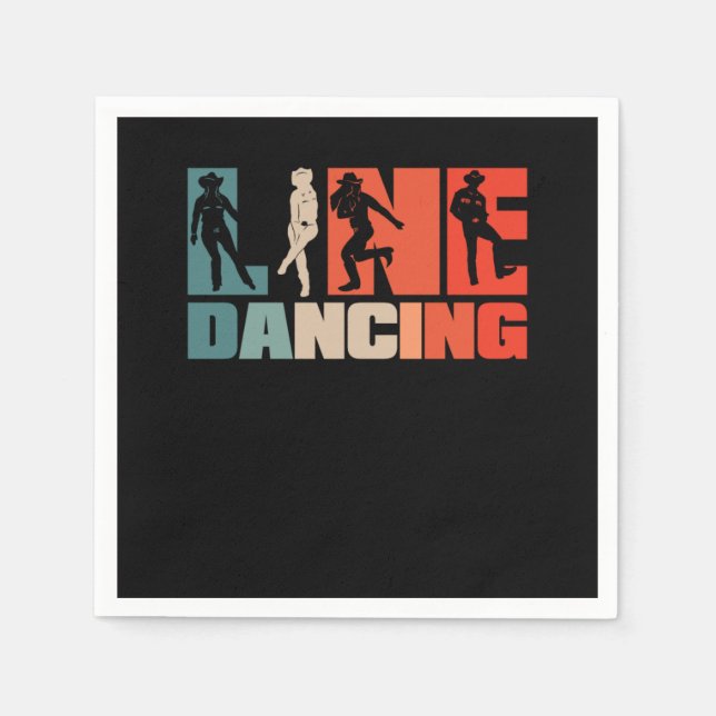 Retro Line Dancing Vintage Western Country Dance Napkin (Front)